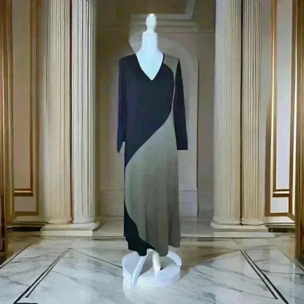 Women's Long Dress in Olive Green/Black Size S - Picture 2 of 3